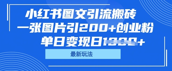 小红书图文引流搬砖，一张图片引200+创业粉，单日变现日数张-BT狗资源网