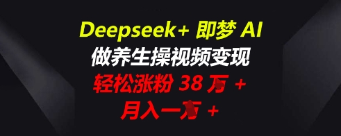 Deepseek+即梦AI，做养生操视频变现，轻松涨粉38W+，月入一W+-BT狗资源网