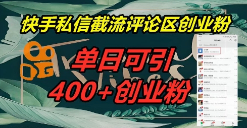 快手私信截流创业粉,一天引流400+-BT狗资源网