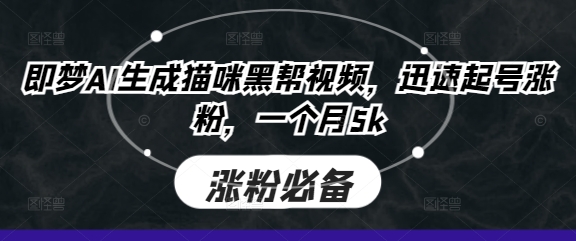 即梦AI生成猫咪黑帮视频，迅速起号涨粉，一个月5k-BT狗资源网