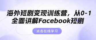 海外短剧变现训练营,从0-1全面讲解Facebook短剧-BT狗资源网