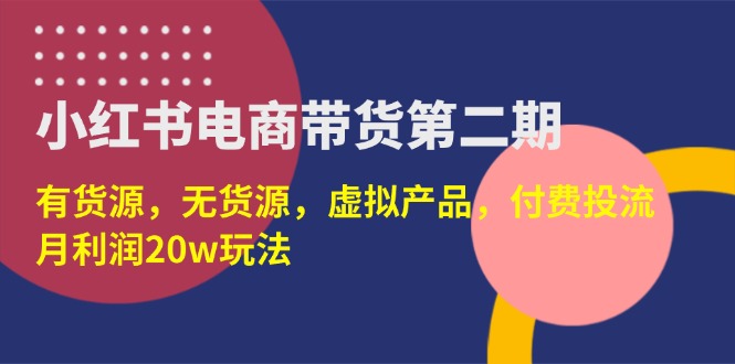 （14186期）小红书电商带货第二期，有货源，无货源，虚拟产品，付费投流，月利润20w-BT狗资源网