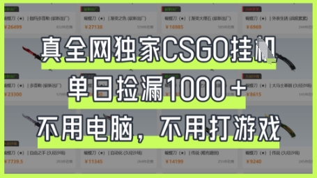 真全网独家CSGO挂G,单日捡漏1k+【揭秘】-BT狗资源网