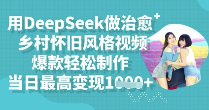 用DeepSeek做治愈乡村怀旧风格视频，爆款轻松制作，当日最高变现多张-BT狗资源网